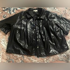 Entro Shiny Black Faux Leather Jacket